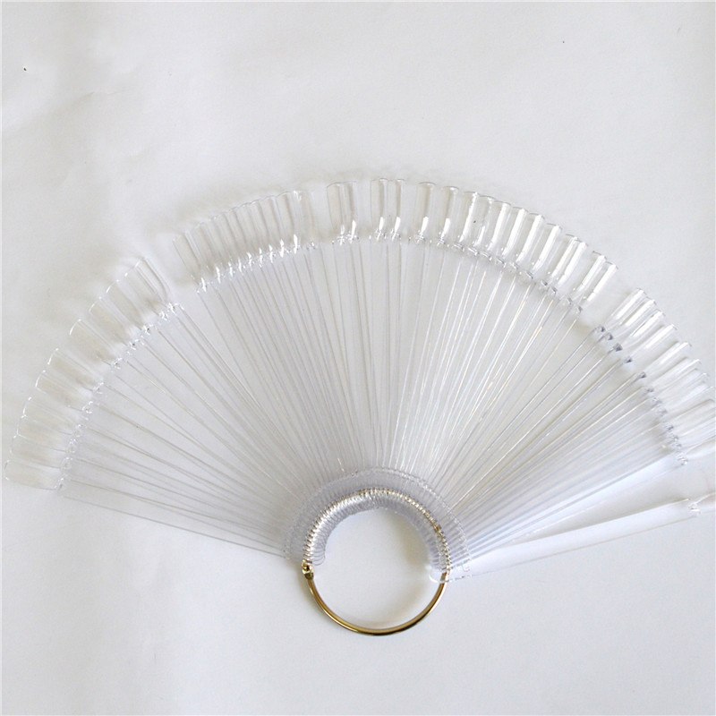 50tips-False-Nail-Art-Tips-Sets-Board-Fan-Shape-Display-Tools-Polish-Gel-Practice-Clear-Transparent