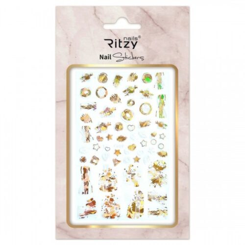 Nail art sticker 659 white/gold - Image 1
