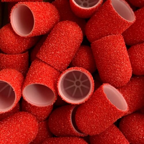 Replacement pedicure caps RED Coarse C13R (5 pcs) - Image 1